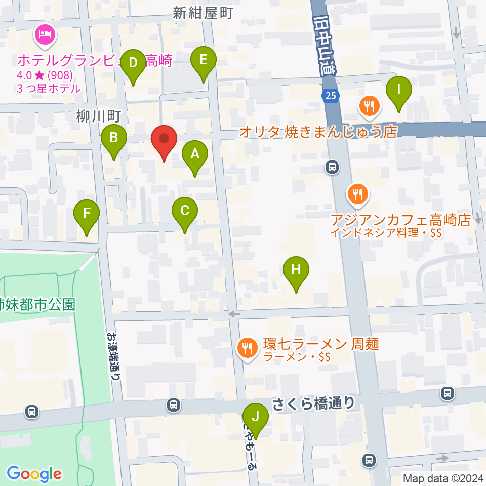 高崎電気館周辺のカフェ一覧地図