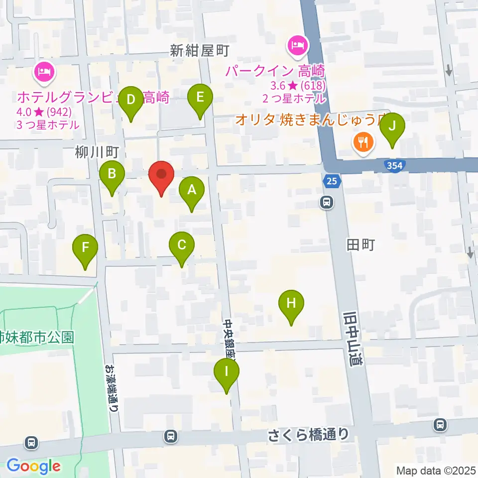 高崎電気館周辺のカフェ一覧地図