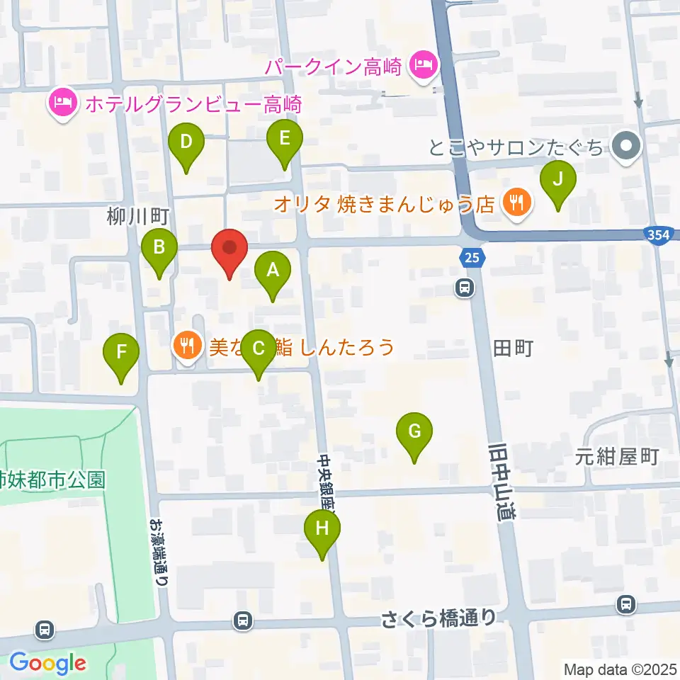 高崎電気館周辺のカフェ一覧地図