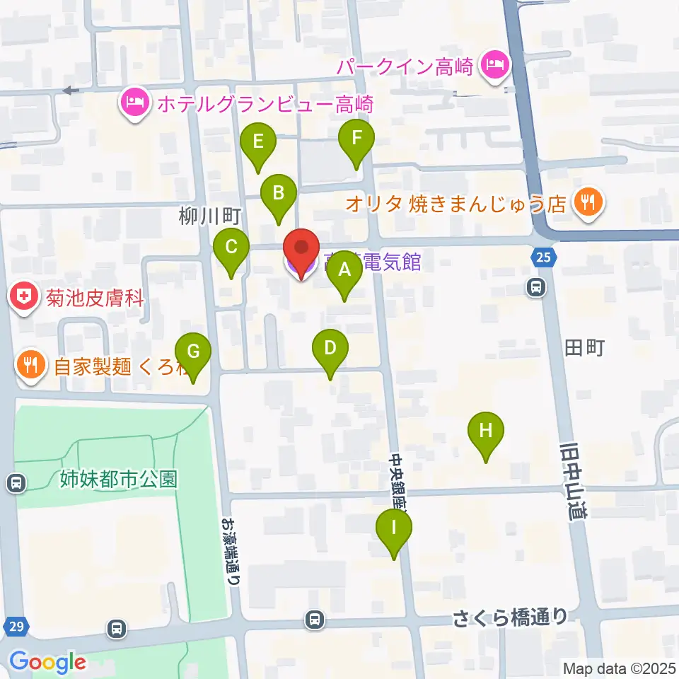 高崎電気館周辺のカフェ一覧地図