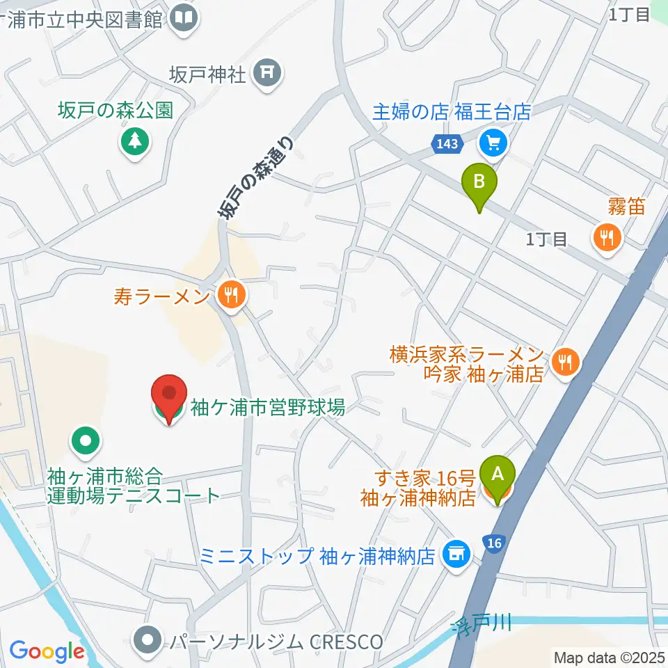 袖ケ浦市営野球場周辺のカフェ一覧地図