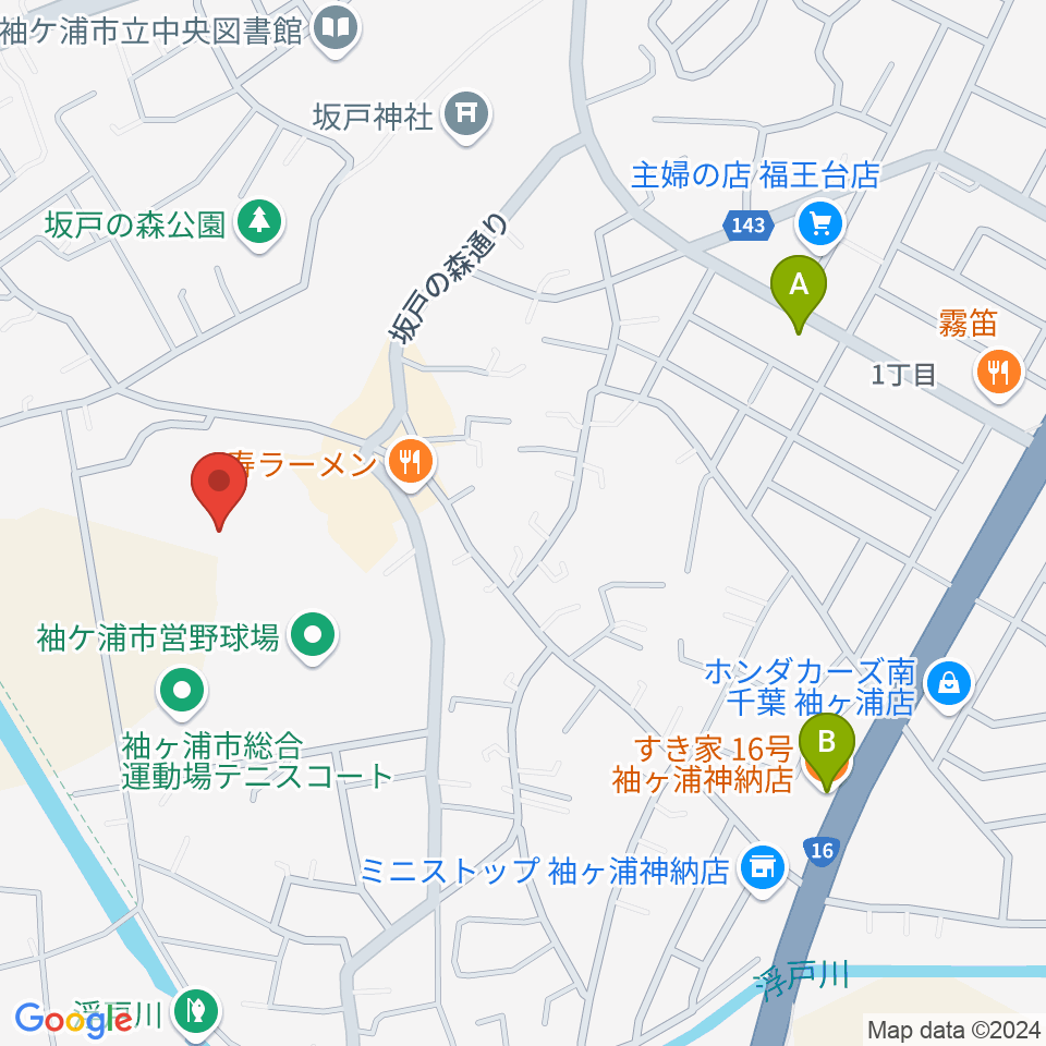 袖ケ浦市総合運動場陸上競技場周辺のカフェ一覧地図