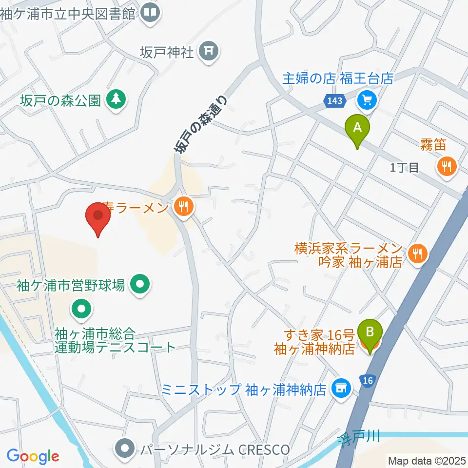 袖ケ浦市総合運動場陸上競技場周辺のカフェ一覧地図