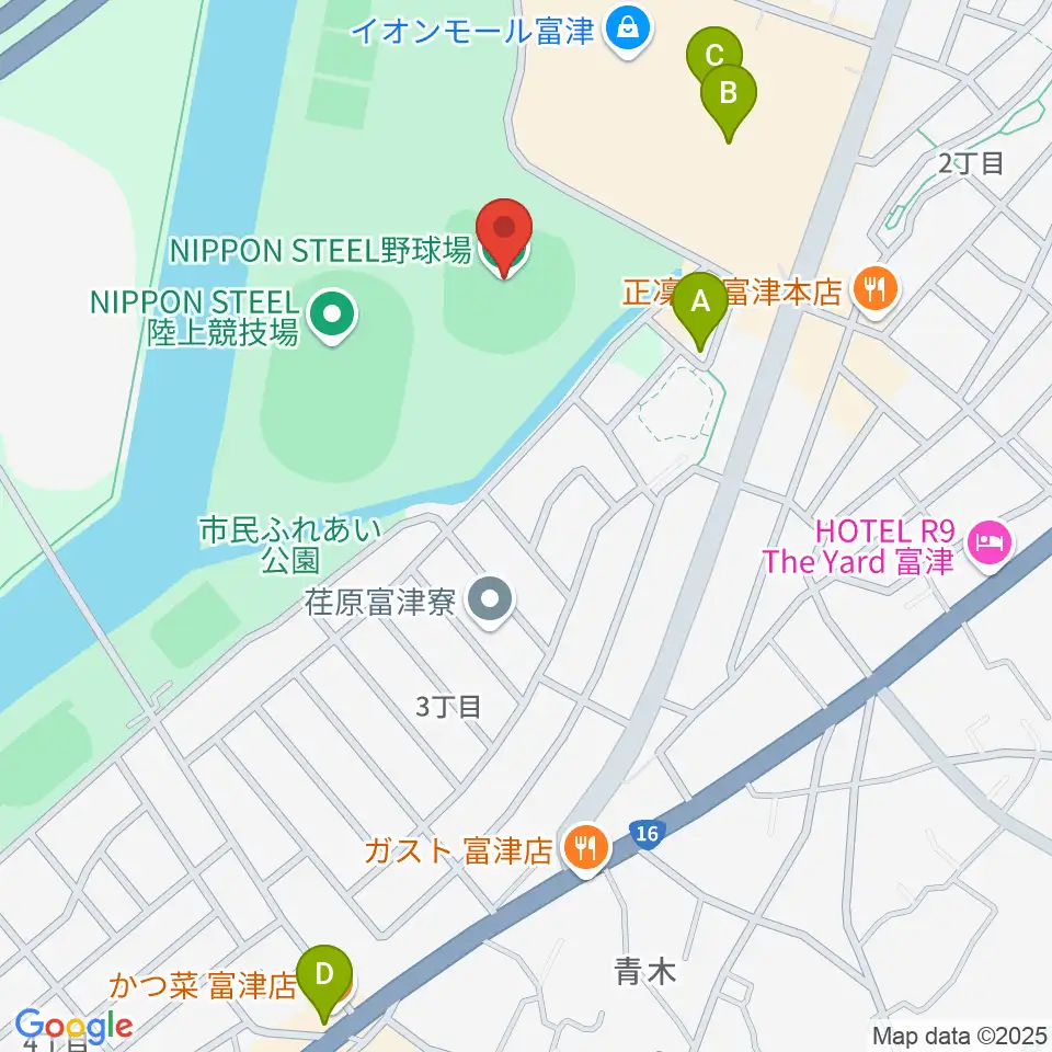 NIPPON STEEL 野球場周辺のカフェ一覧地図