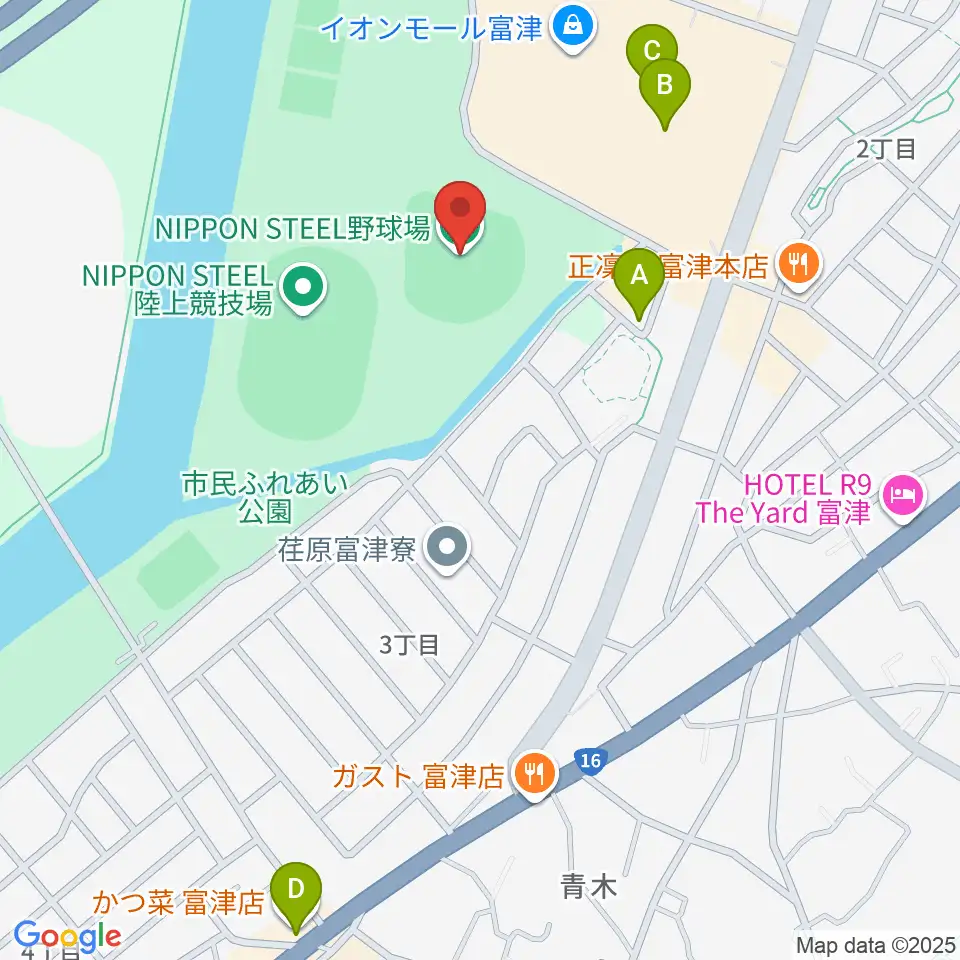 NIPPON STEEL 野球場周辺のカフェ一覧地図