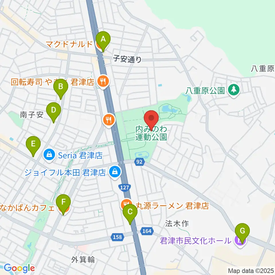 内みのわ運動公園市民体育館周辺のカフェ一覧地図