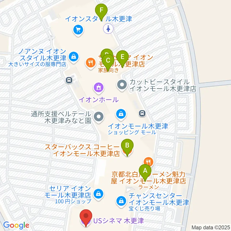 USシネマ木更津周辺のカフェ一覧地図