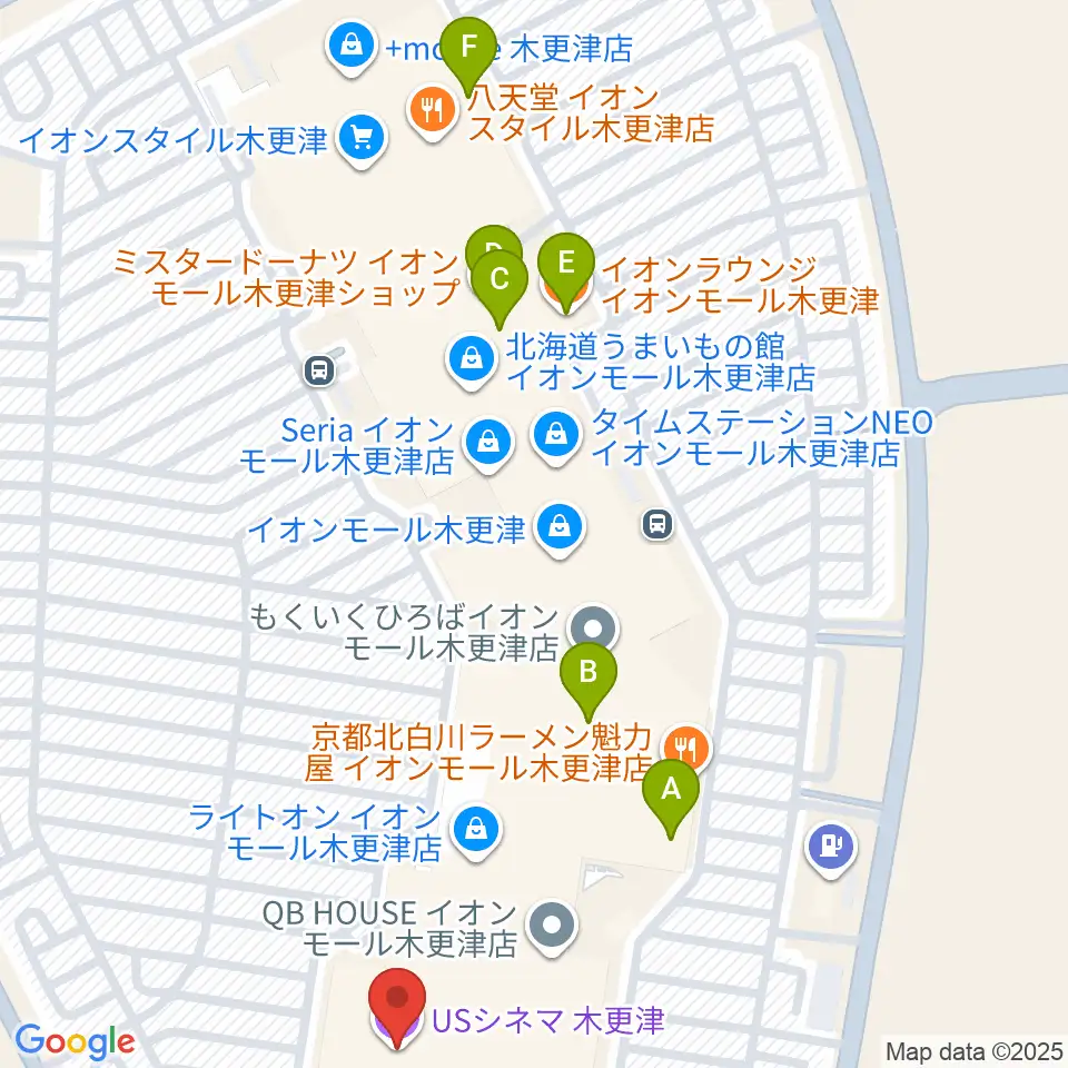 USシネマ木更津周辺のカフェ一覧地図