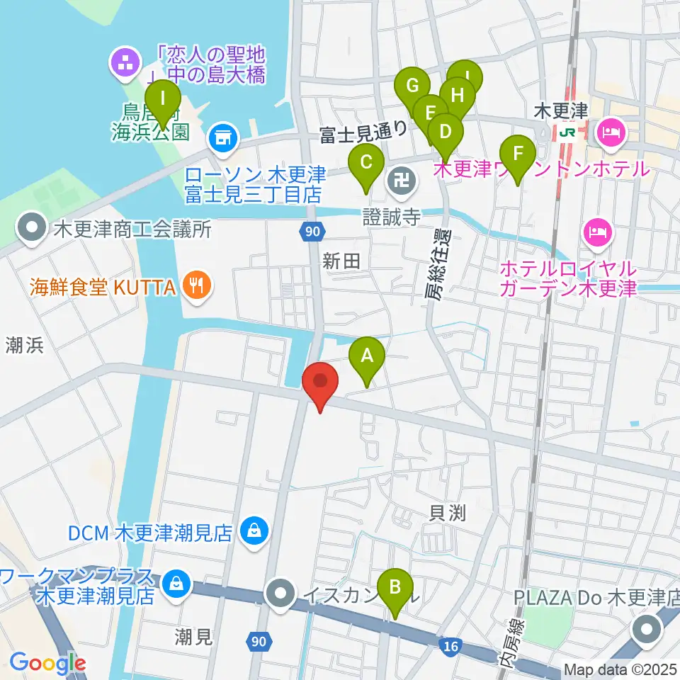 木更津市民体育館周辺のカフェ一覧地図