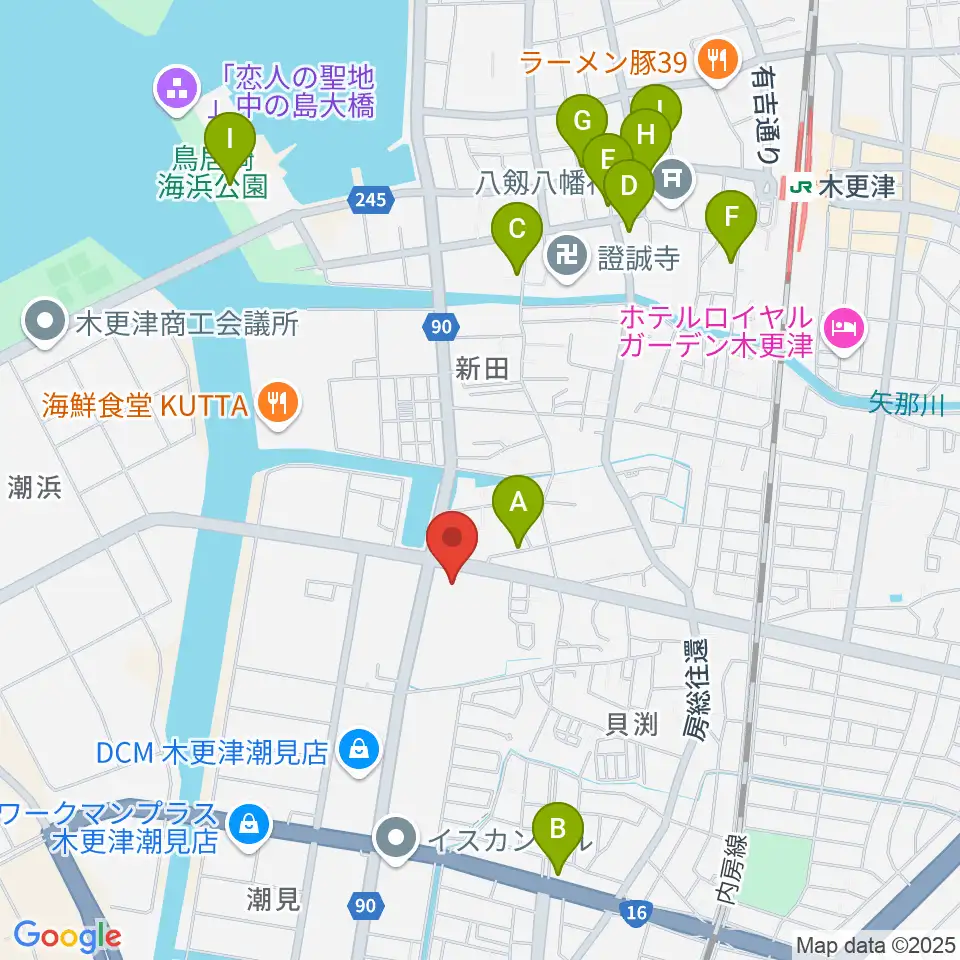 木更津市民体育館周辺のカフェ一覧地図