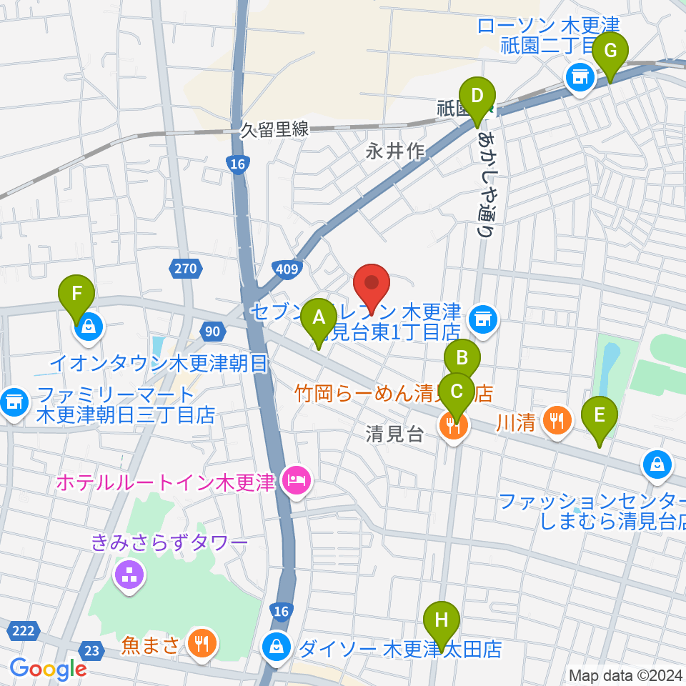 木更市営野球場周辺のカフェ一覧地図