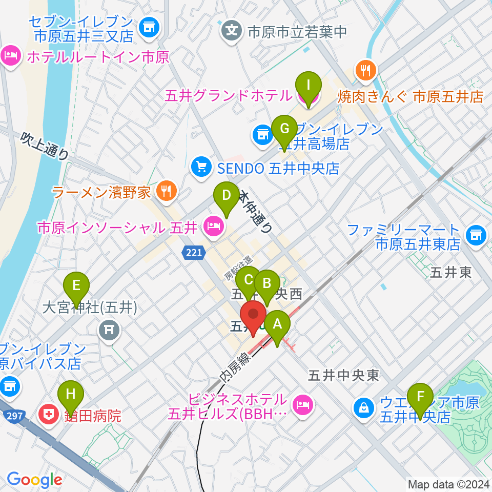 サンプラザ市原周辺のカフェ一覧地図