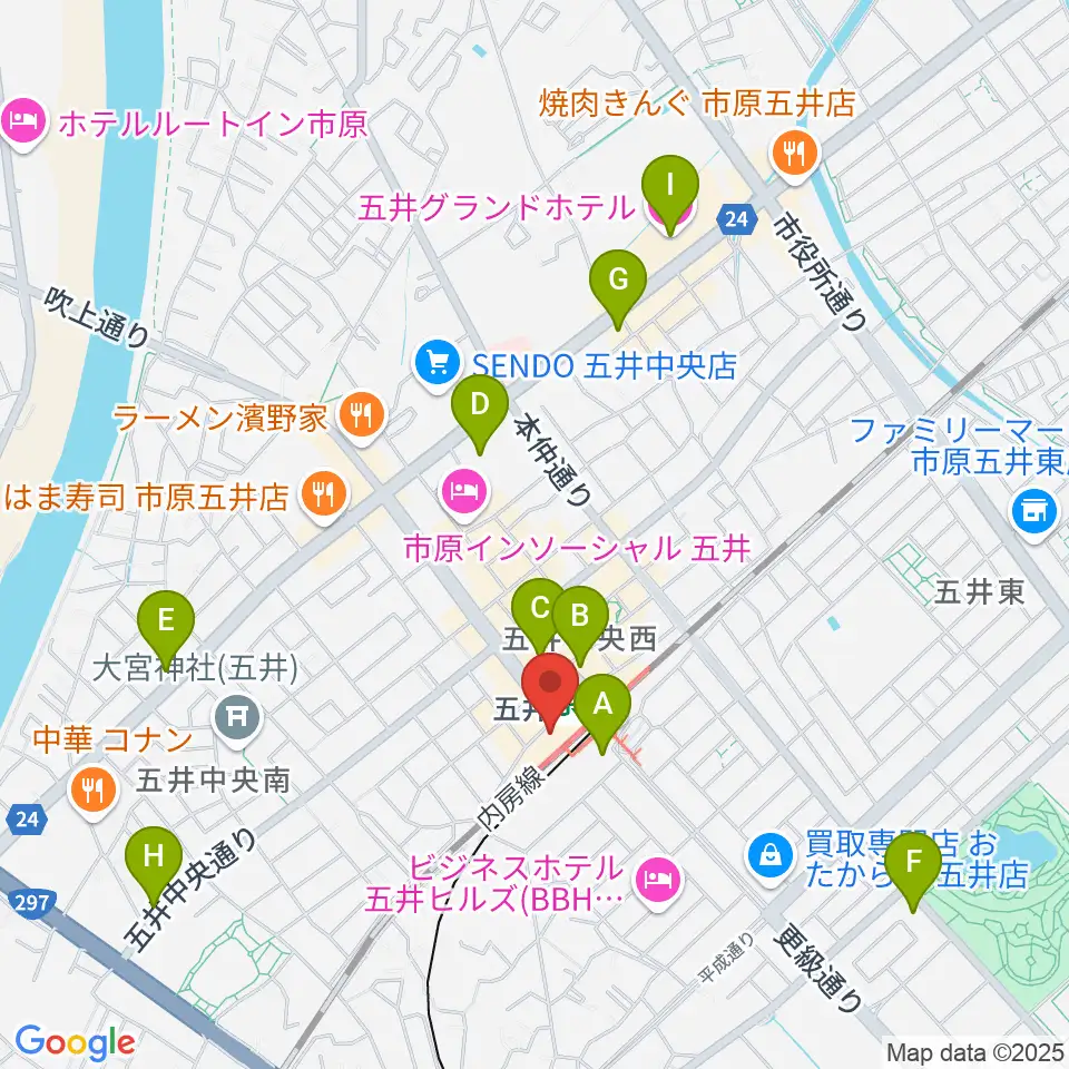 サンプラザ市原周辺のカフェ一覧地図