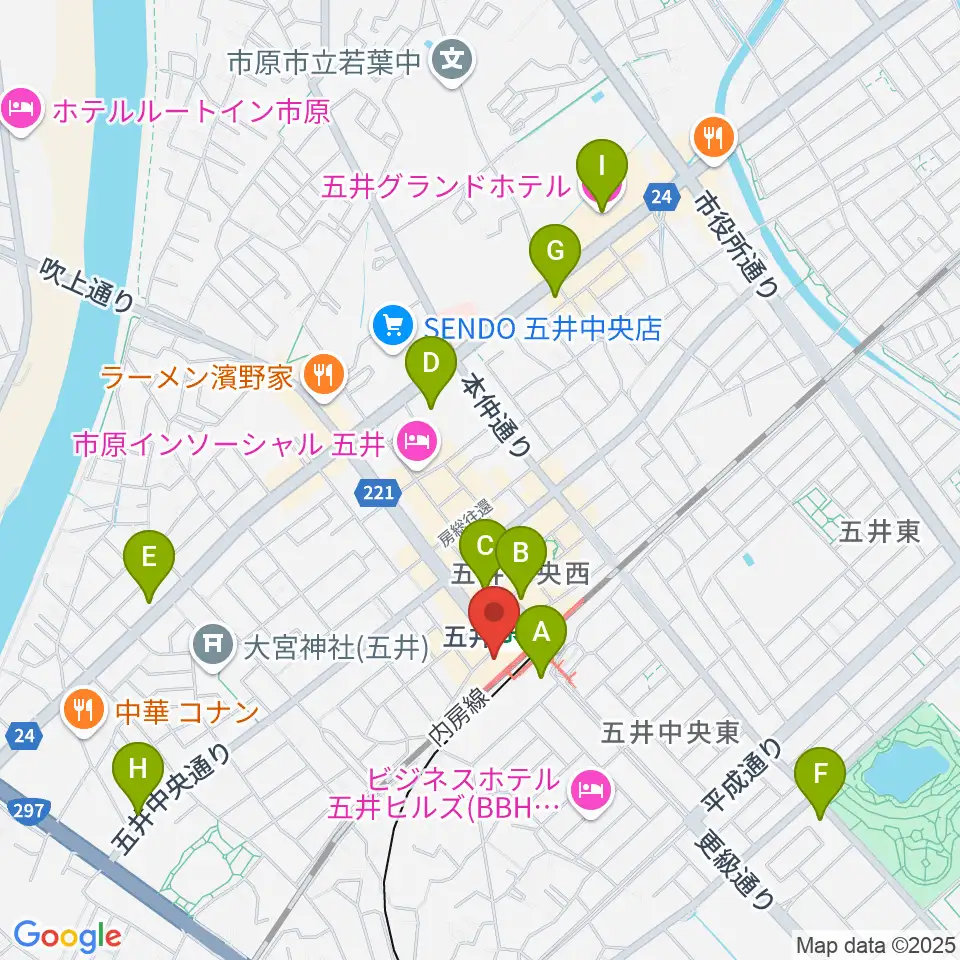 サンプラザ市原周辺のカフェ一覧地図