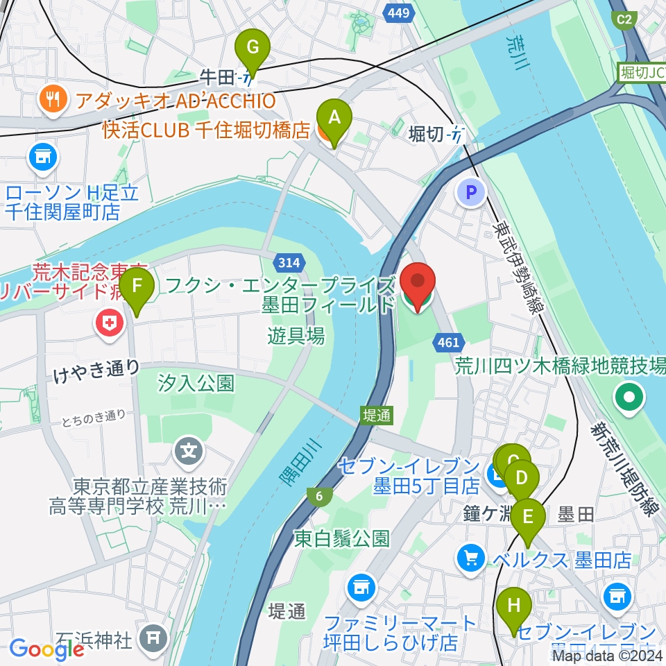 フクシ・エンタープライズ墨田フィールド周辺のカフェ一覧地図