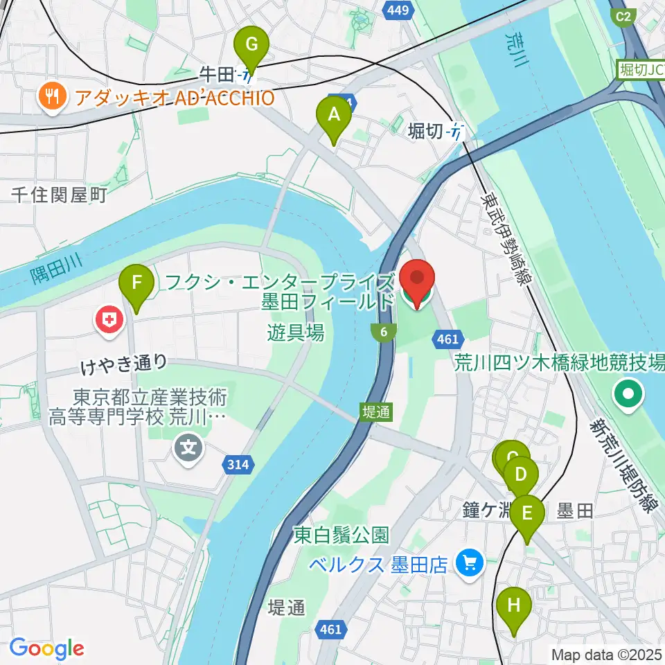 フクシ・エンタープライズ墨田フィールド周辺のカフェ一覧地図