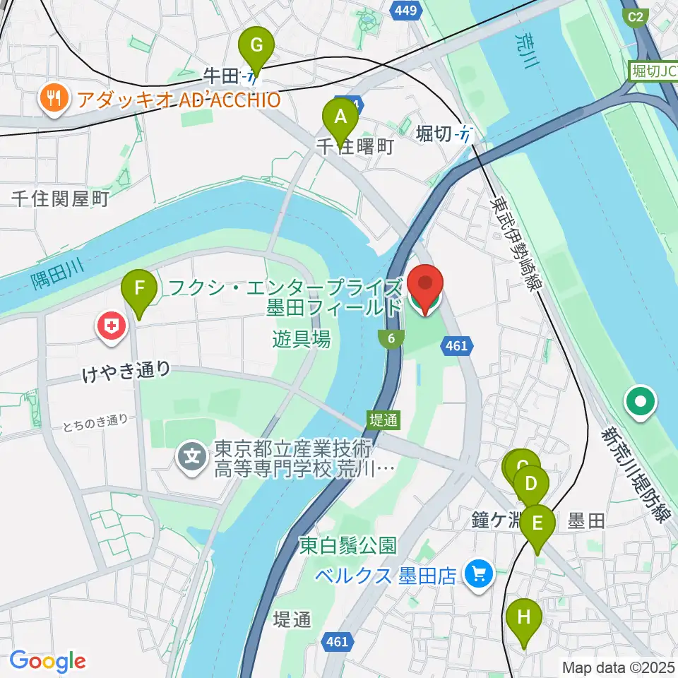 フクシ・エンタープライズ墨田フィールド周辺のカフェ一覧地図