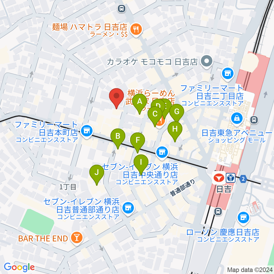 グリーンヒル音楽スタジオ周辺のカフェ一覧地図