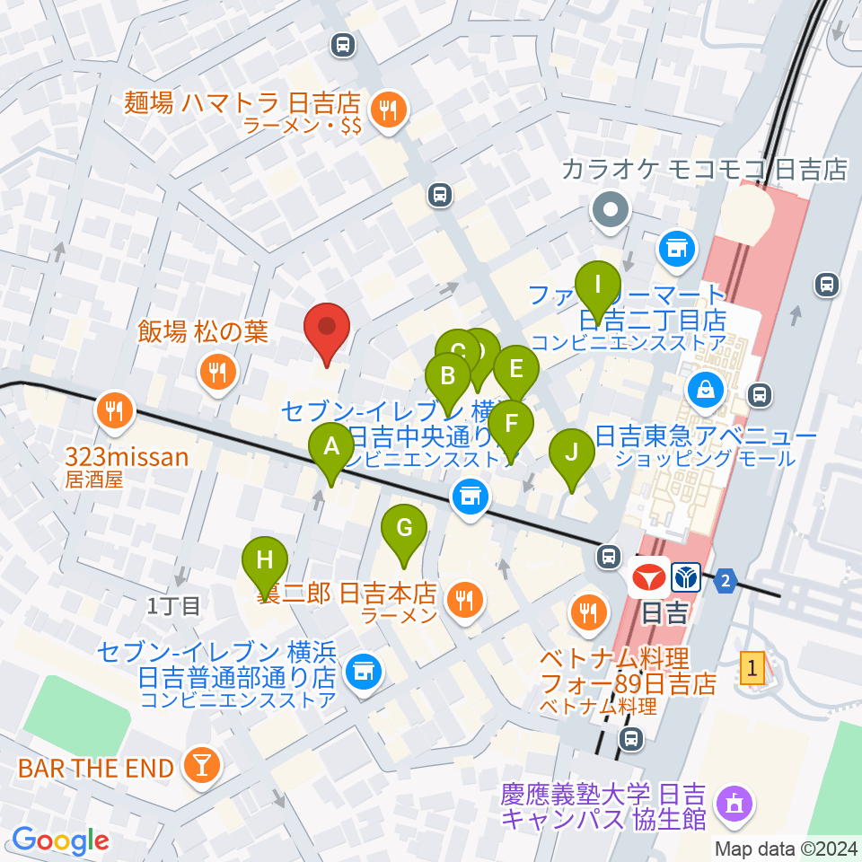 グリーンヒル音楽スタジオ周辺のカフェ一覧地図