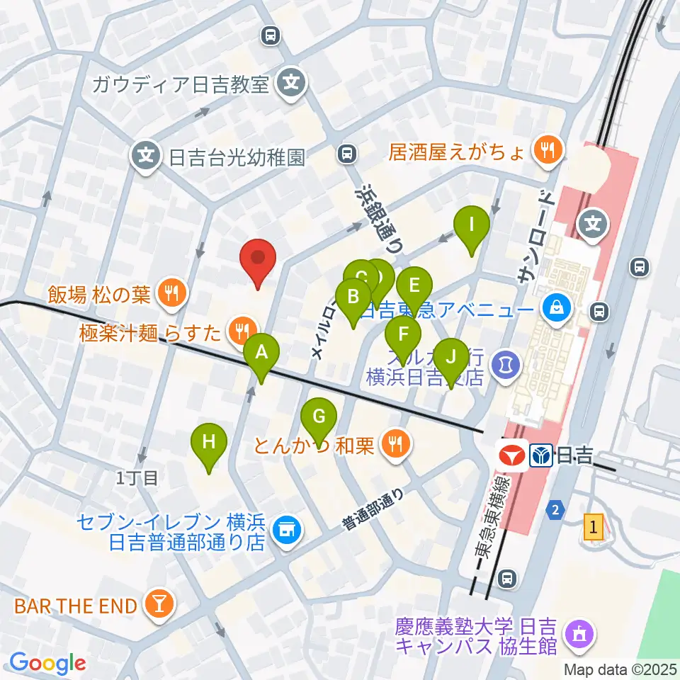 グリーンヒル音楽スタジオ周辺のカフェ一覧地図