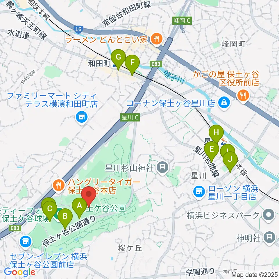 保土ケ谷公園サッカー場周辺のカフェ一覧地図
