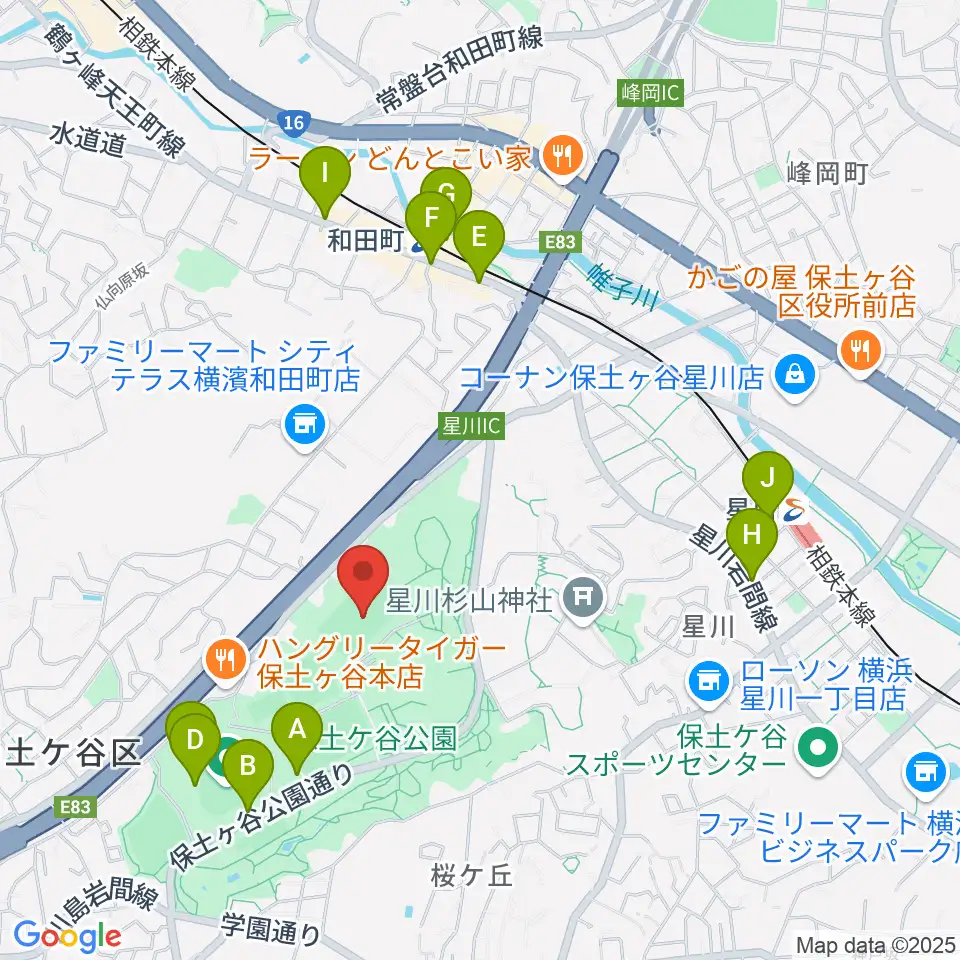 保土ケ谷公園ラグビー場周辺のカフェ一覧地図