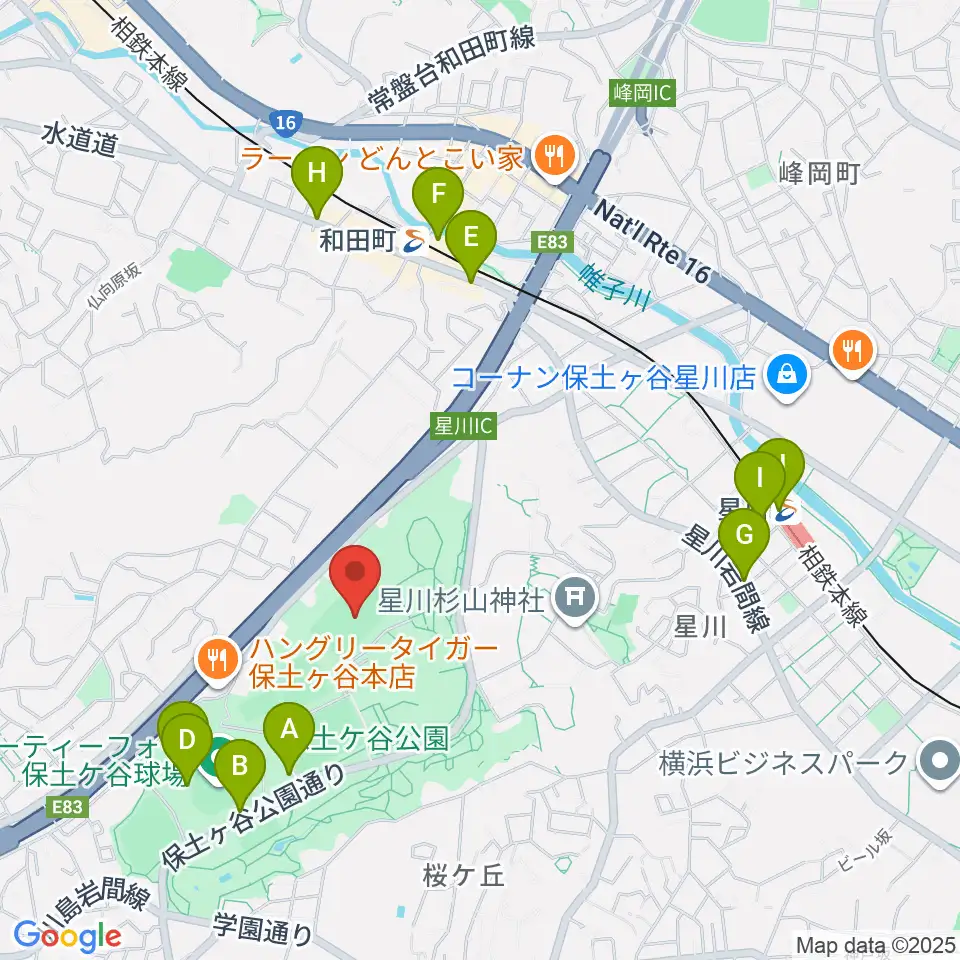 保土ケ谷公園ラグビー場周辺のカフェ一覧地図