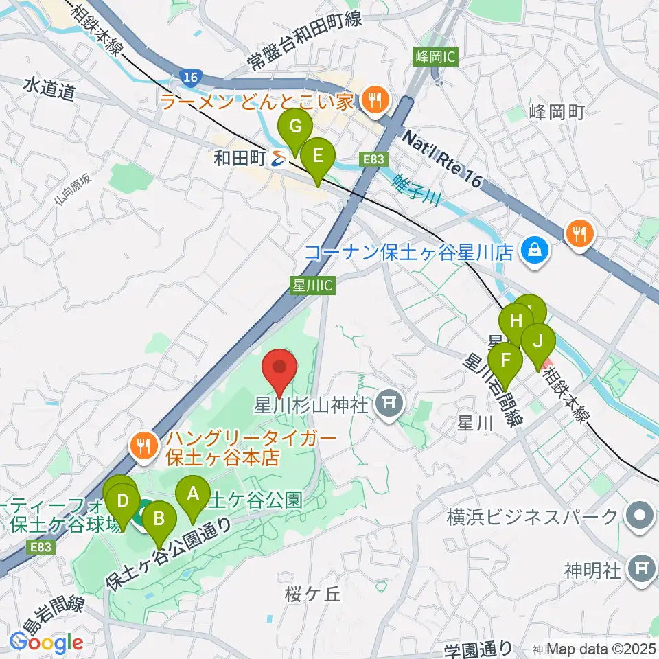 保土ケ谷公園体育館周辺のカフェ一覧地図