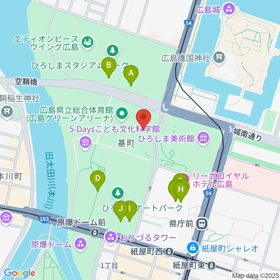 広島県立総合体育館周辺のカフェ一覧地図