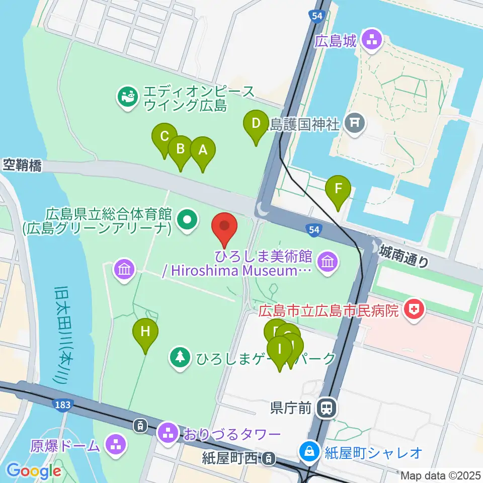 広島県立総合体育館周辺のカフェ一覧地図