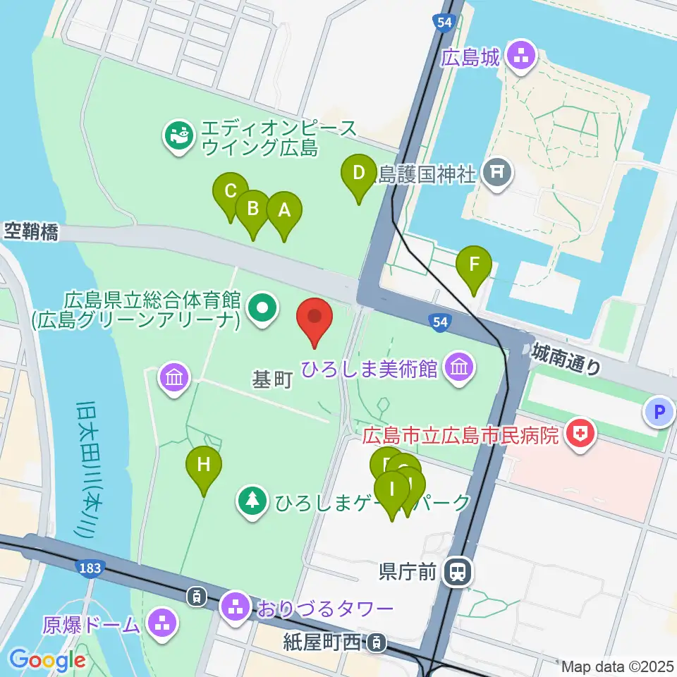 広島県立総合体育館周辺のカフェ一覧地図