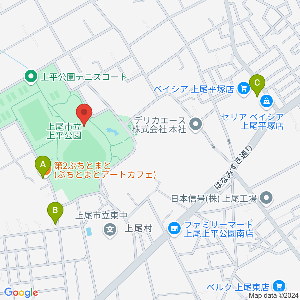 UDトラックス上尾スタジアム周辺のカフェ一覧地図