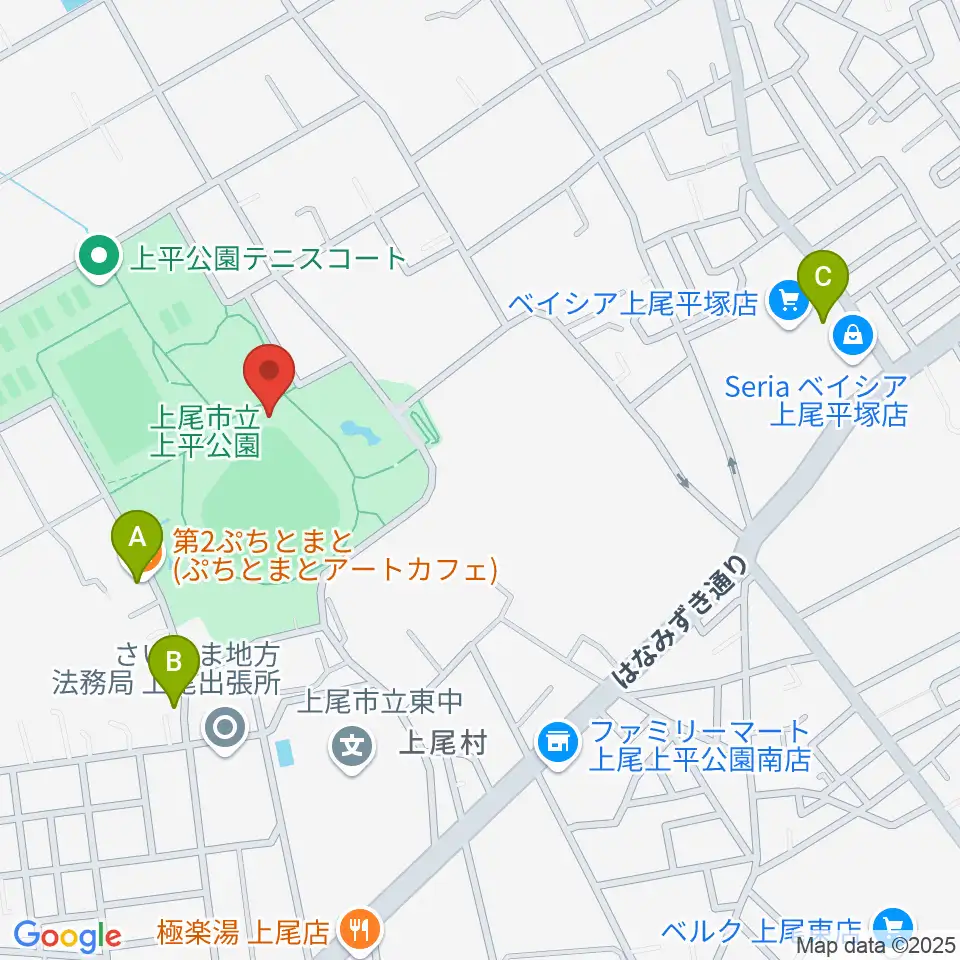 UDトラックス上尾スタジアム周辺のカフェ一覧地図