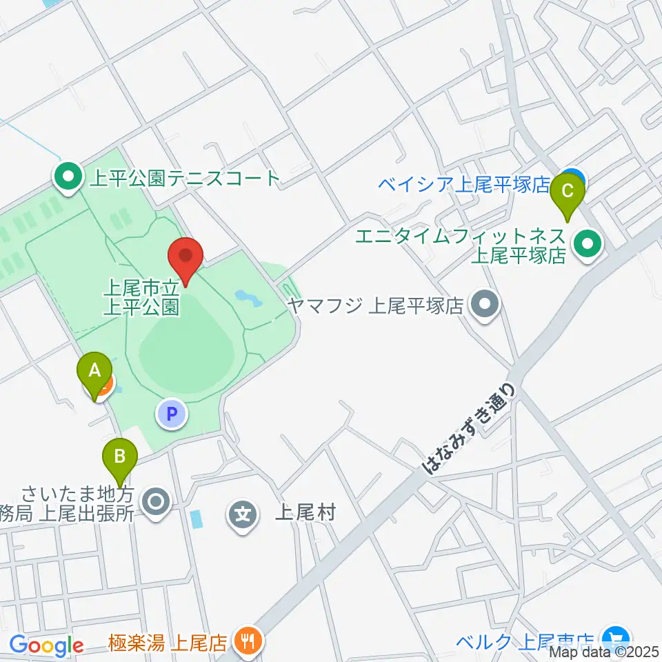 UDトラックス上尾スタジアム周辺のカフェ一覧地図