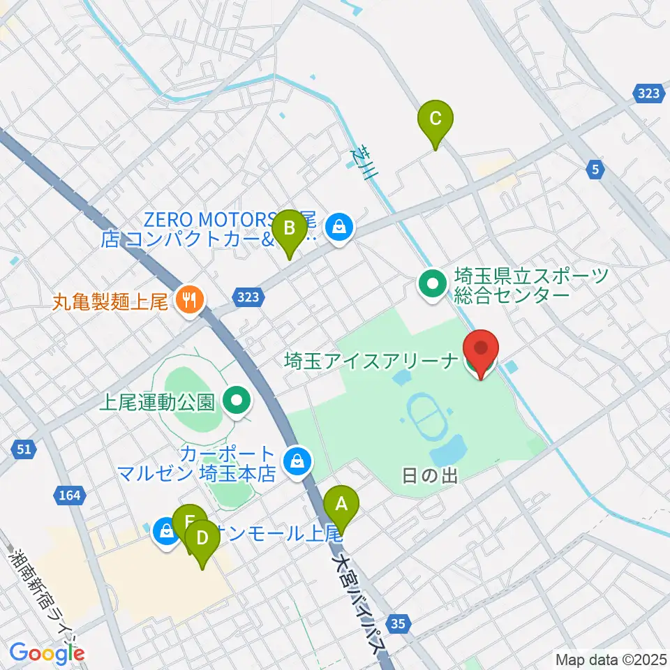 埼玉アイスアリーナ周辺のカフェ一覧地図