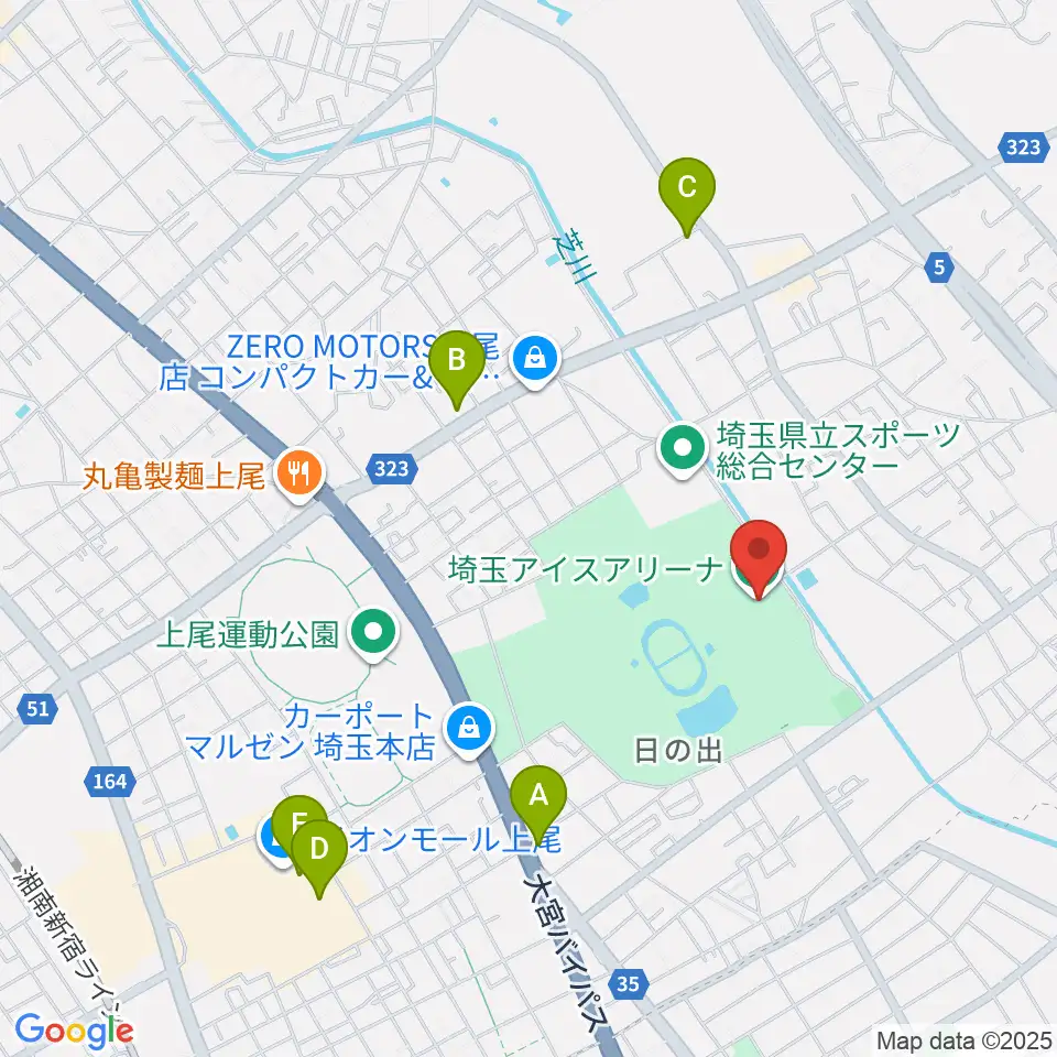 埼玉アイスアリーナ周辺のカフェ一覧地図