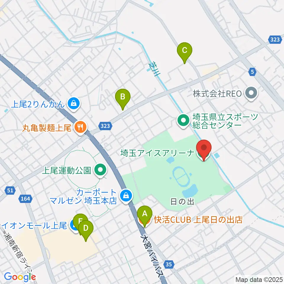 埼玉アイスアリーナ周辺のカフェ一覧地図