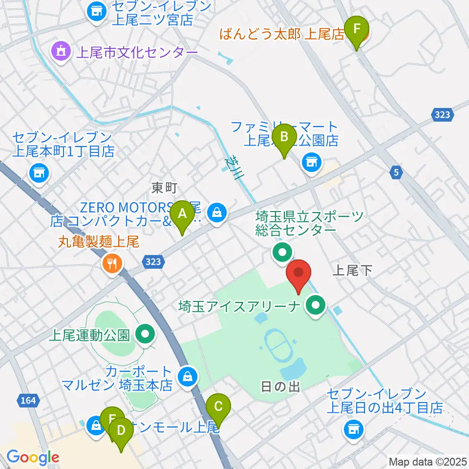 埼玉県立武道館周辺のカフェ一覧地図