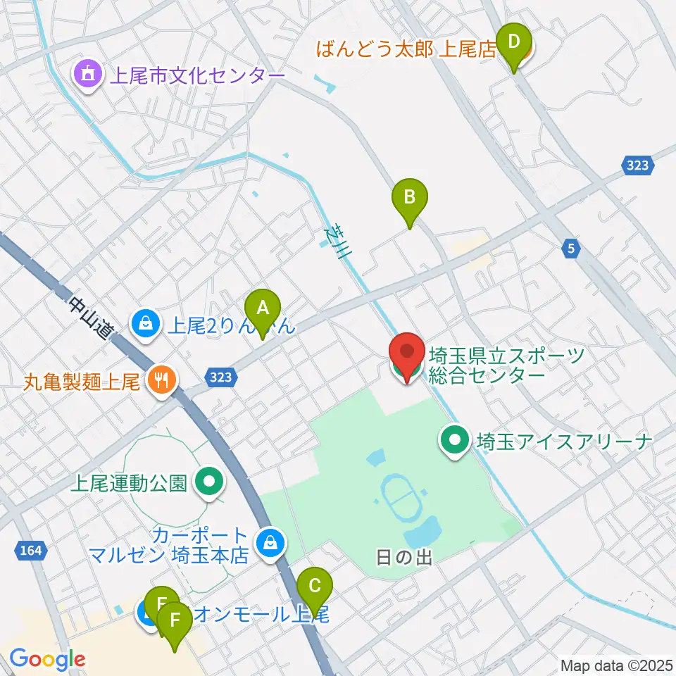 埼玉県立スポーツ総合センター周辺のカフェ一覧地図