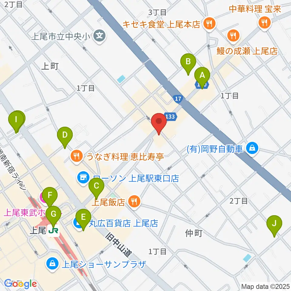 ニコニコ堂上尾センター周辺のカフェ一覧地図