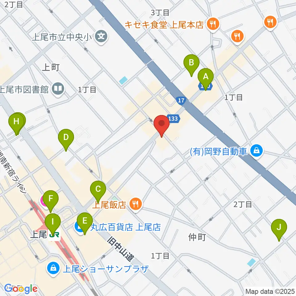 ニコニコ堂上尾センター周辺のカフェ一覧地図