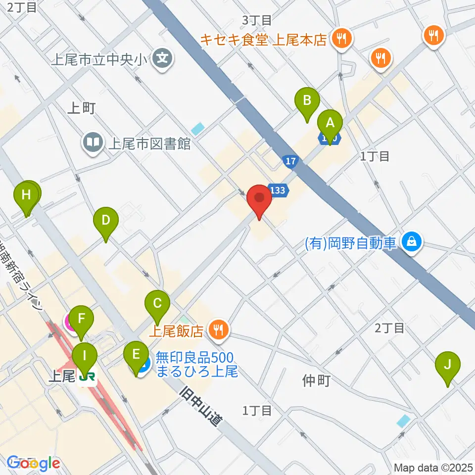 ニコニコ堂上尾センター周辺のカフェ一覧地図