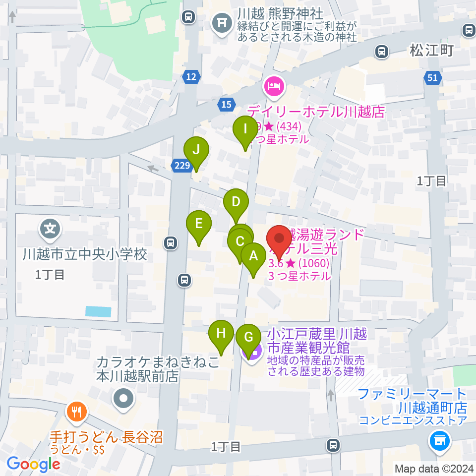 小江戸座周辺のカフェ一覧地図