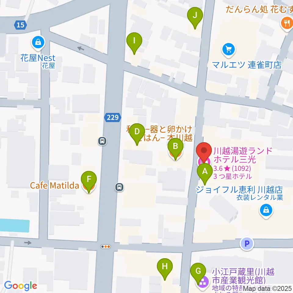 小江戸座周辺のカフェ一覧地図