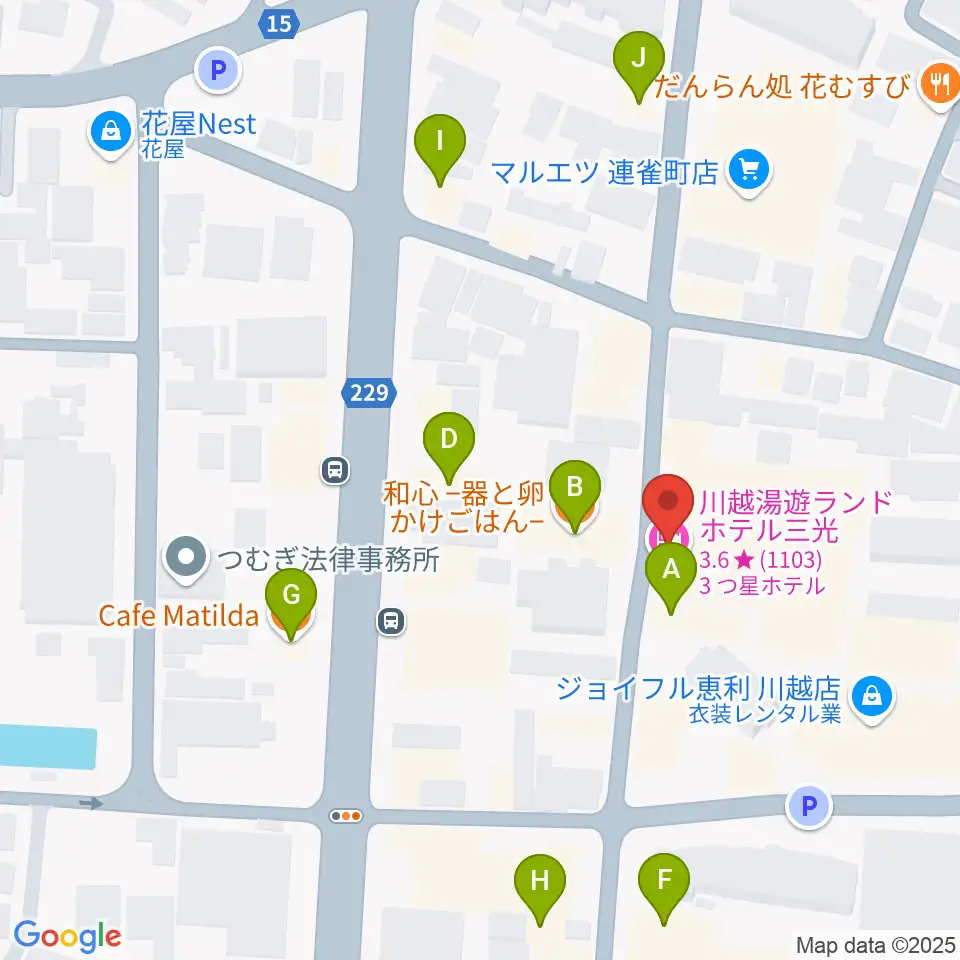 小江戸座周辺のカフェ一覧地図