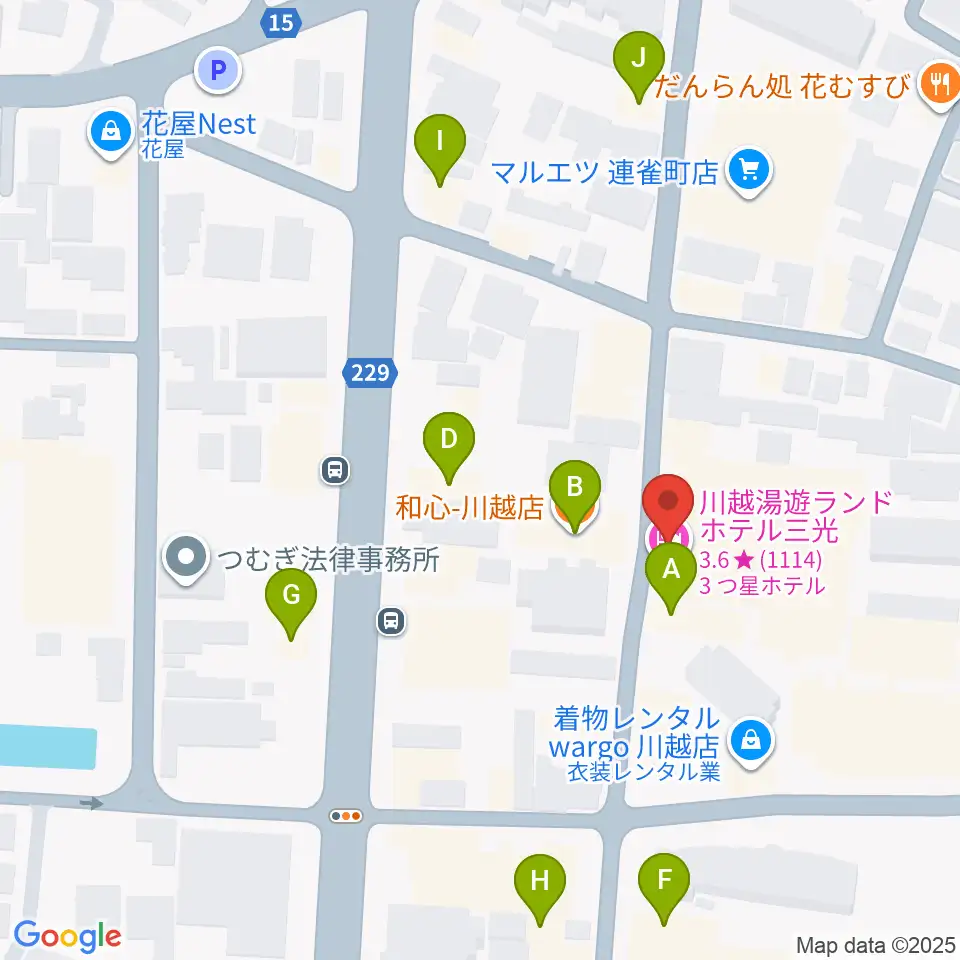 小江戸座周辺のカフェ一覧地図