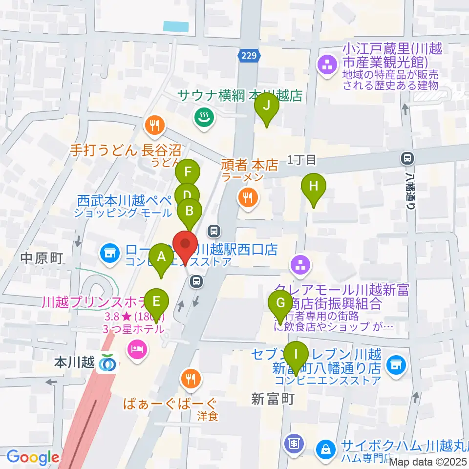 バンダレコード本川越ペペ店周辺のカフェ一覧地図