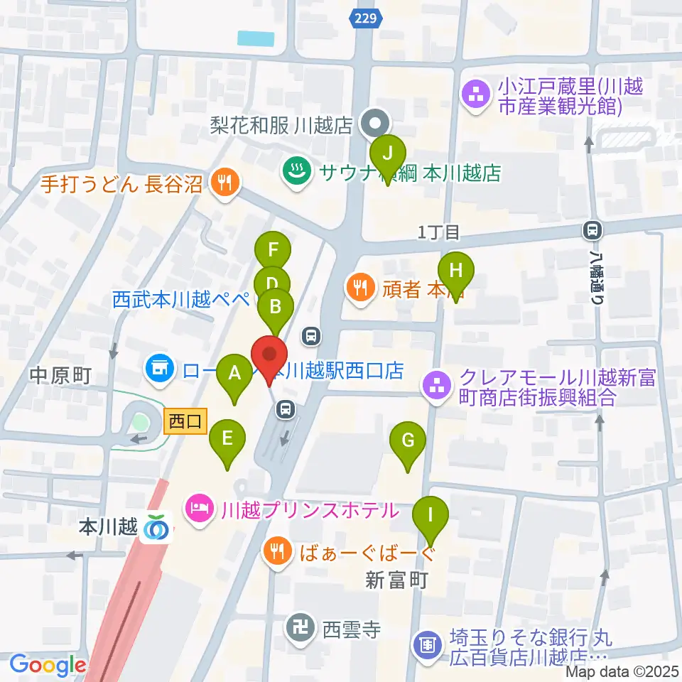 バンダレコード本川越ペペ店周辺のカフェ一覧地図