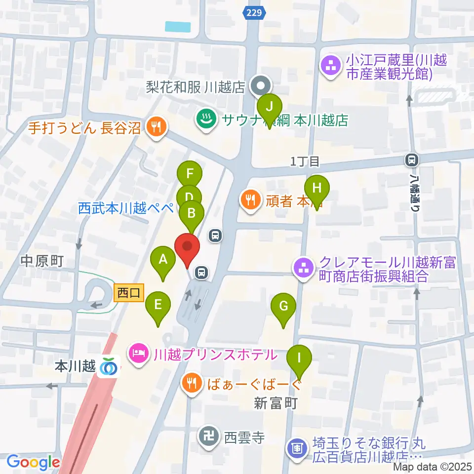 バンダレコード本川越ペペ店周辺のカフェ一覧地図
