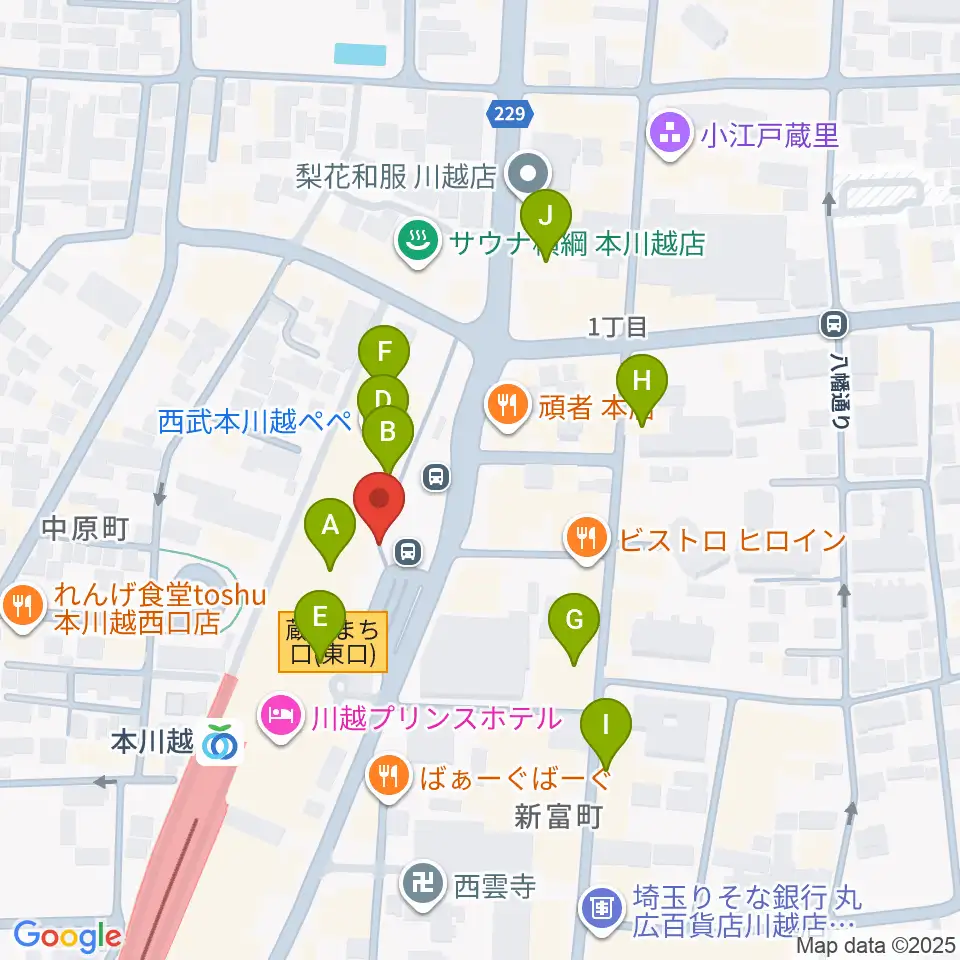 バンダレコード本川越ペペ店周辺のカフェ一覧地図